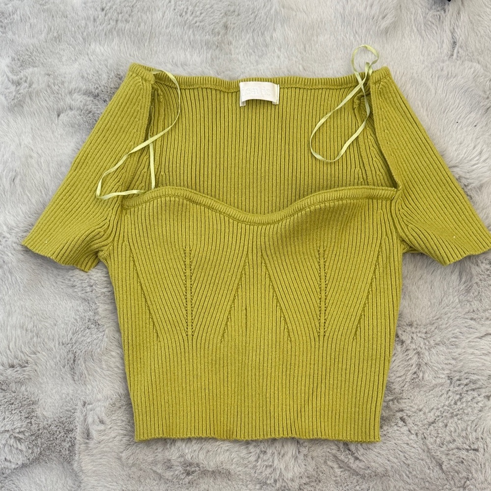 Light Green Ribbed Corset Top